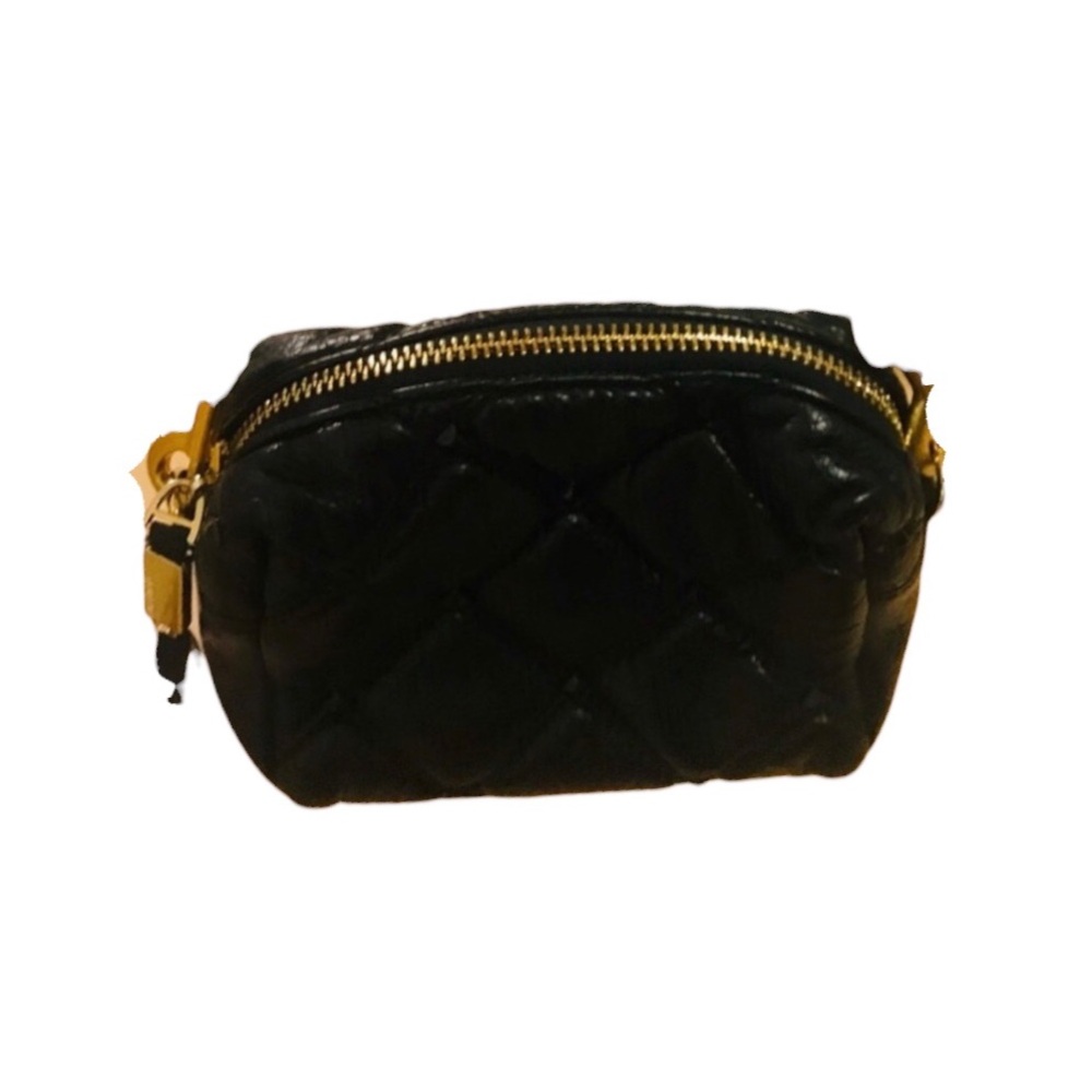 Luxe Black Quilted Faux Leather Bag WITHOUT Gold Chain